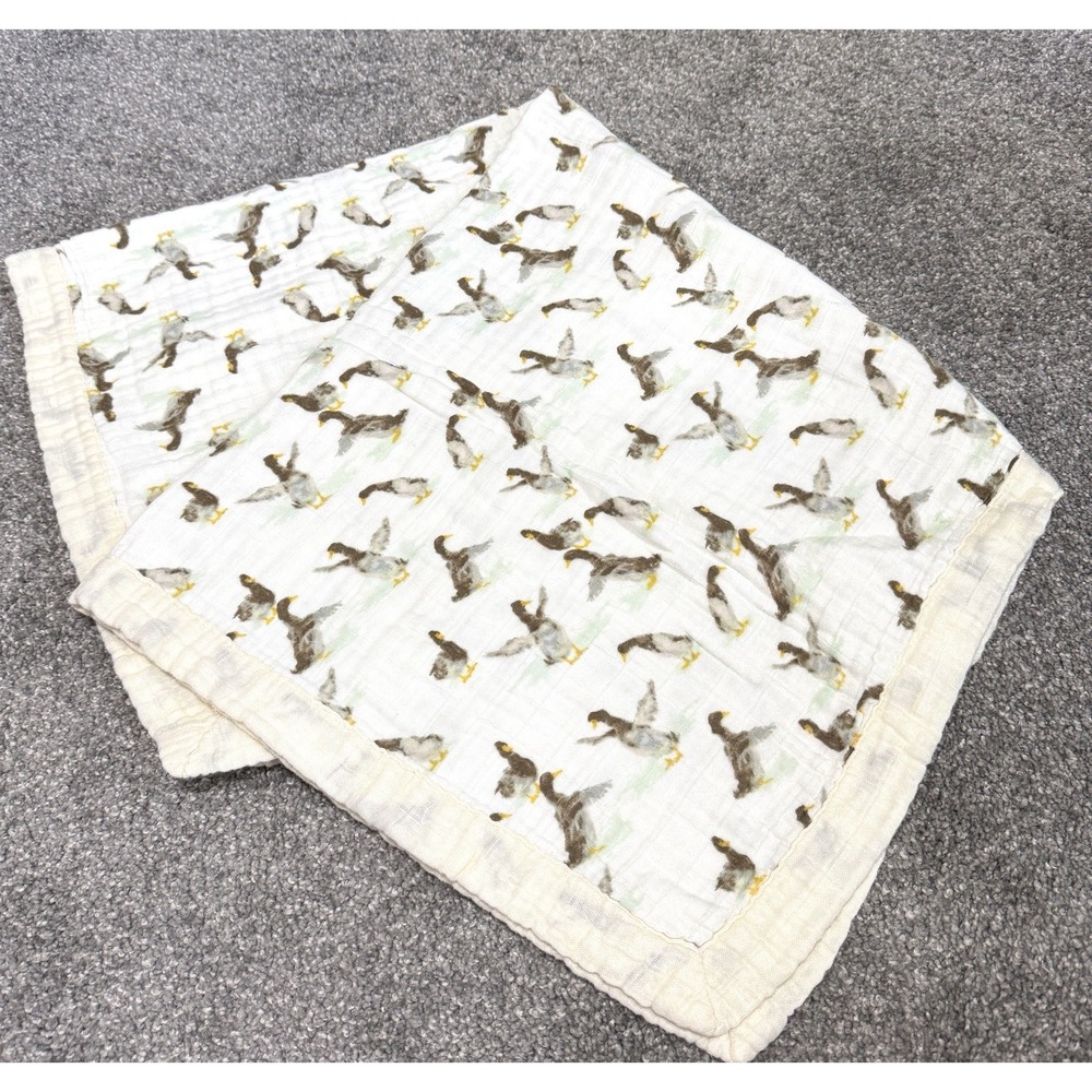Milkbarn Baby Lovey Swaddle Blanket Ducks Print Muslin Bamboo 35x38 Security